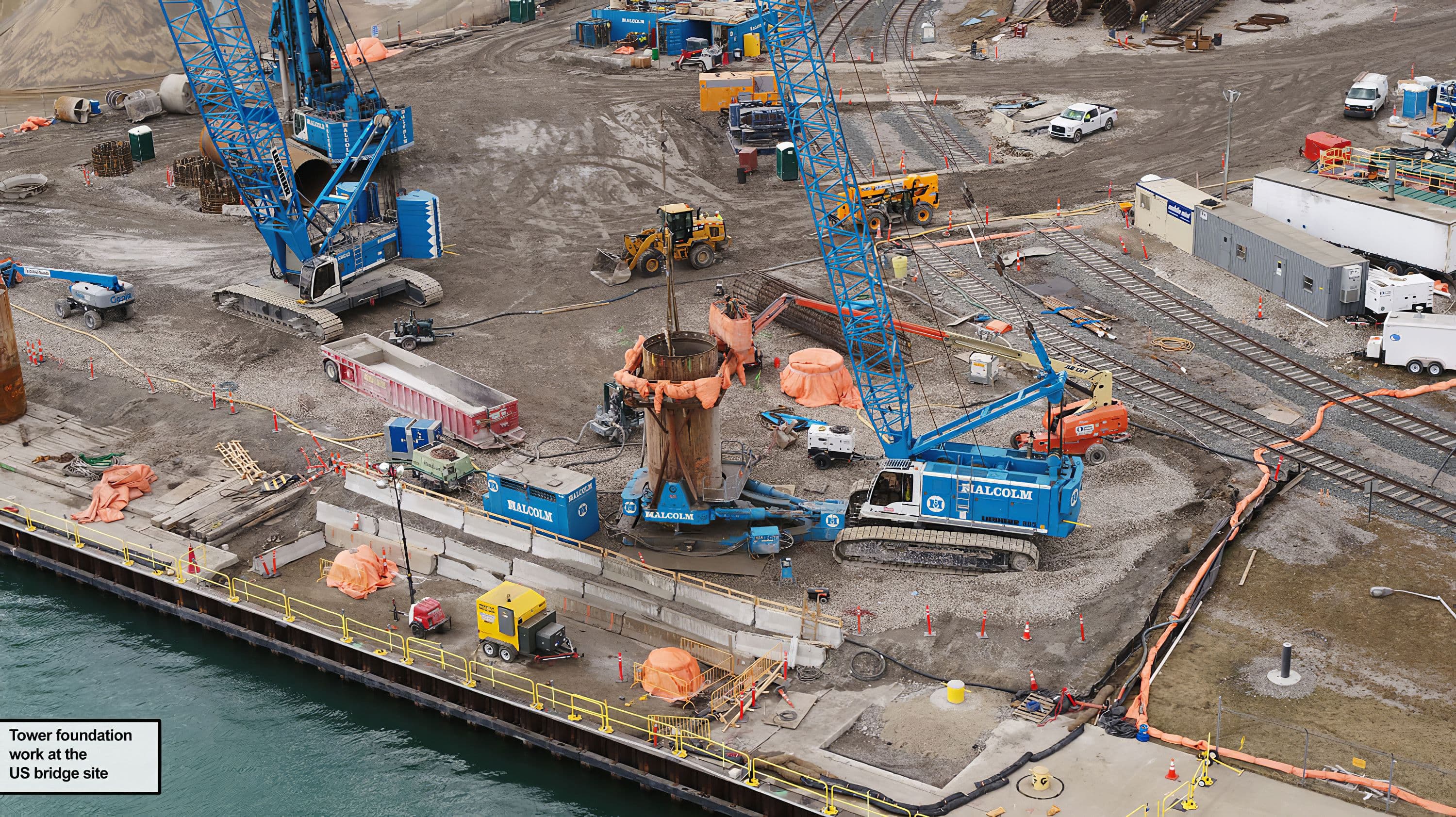Tower foundation work at US bridge site: 2