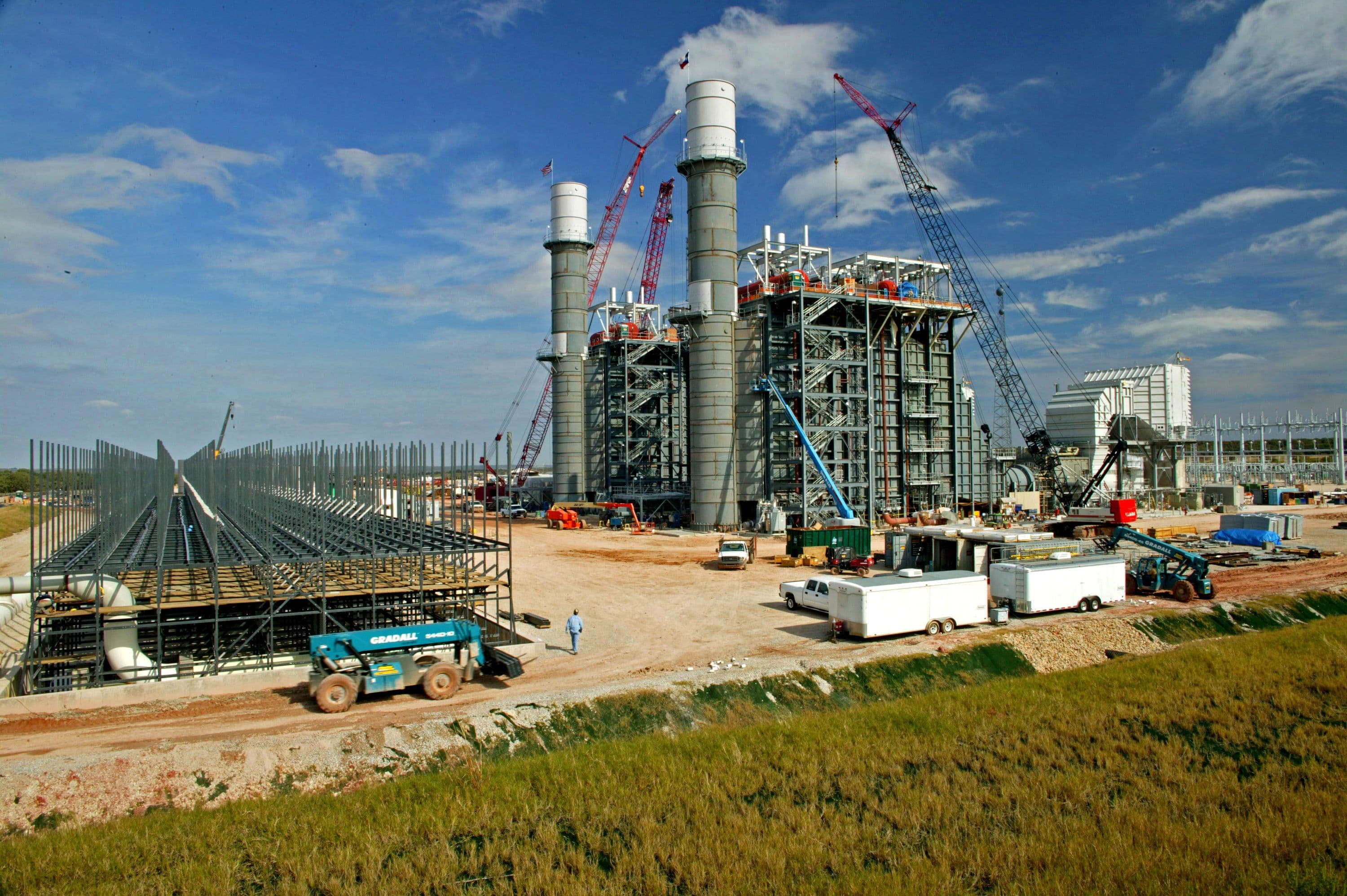Power block with cooling tower construction