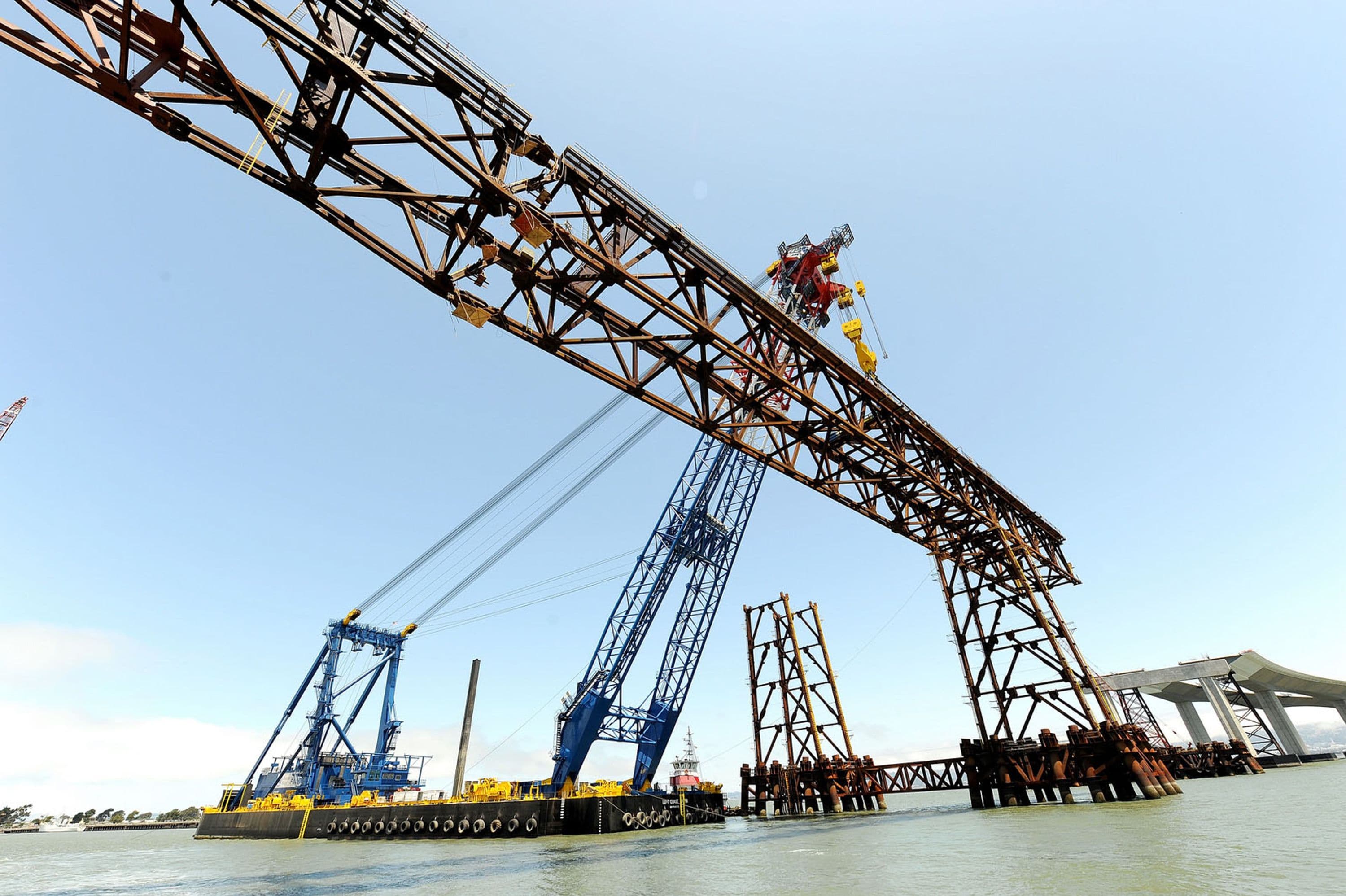Steel support truss used during bridge construction. Photo © Joseph A. Blum