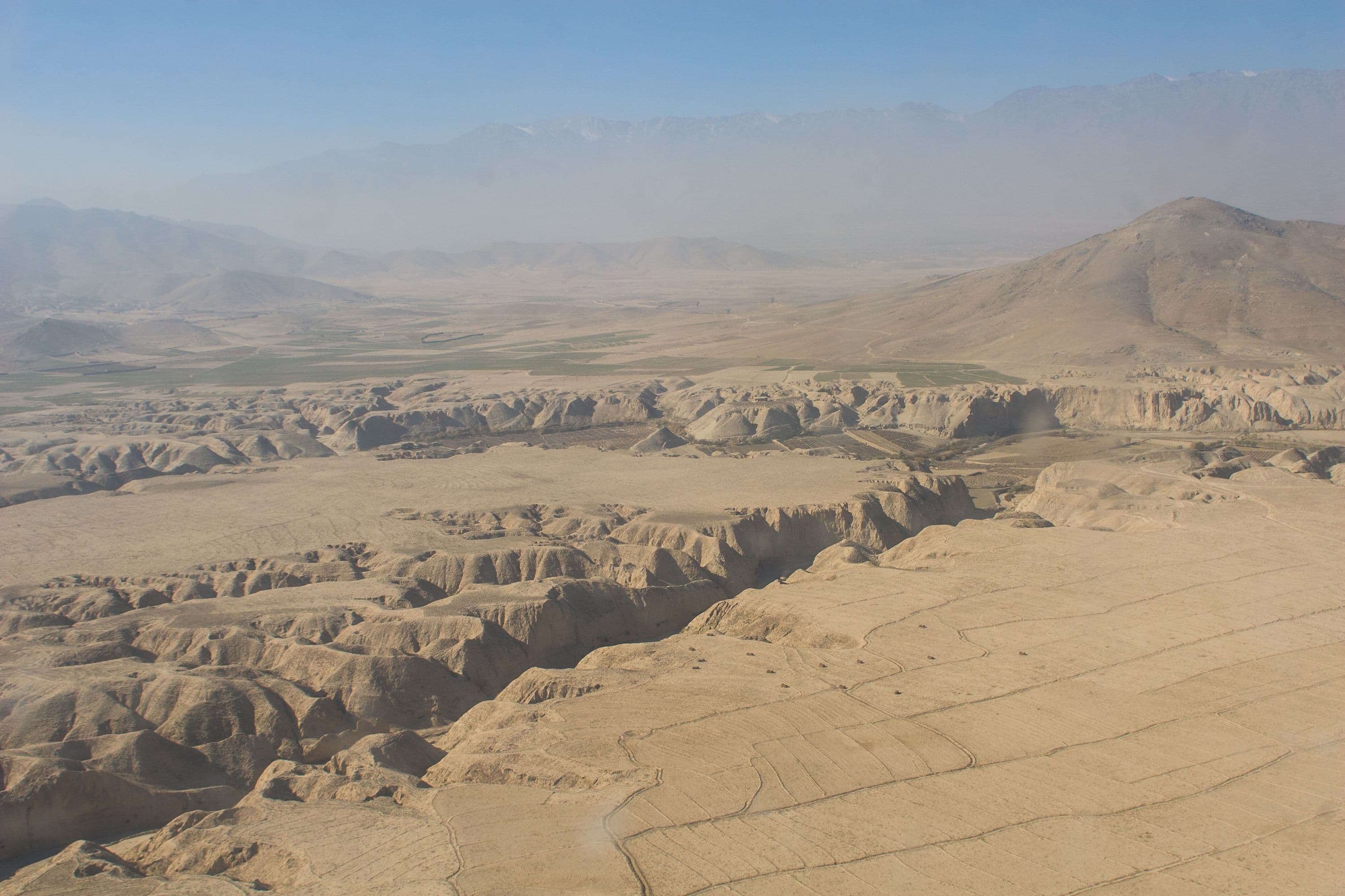 Aerial view of Afghanistan mountainous terrain