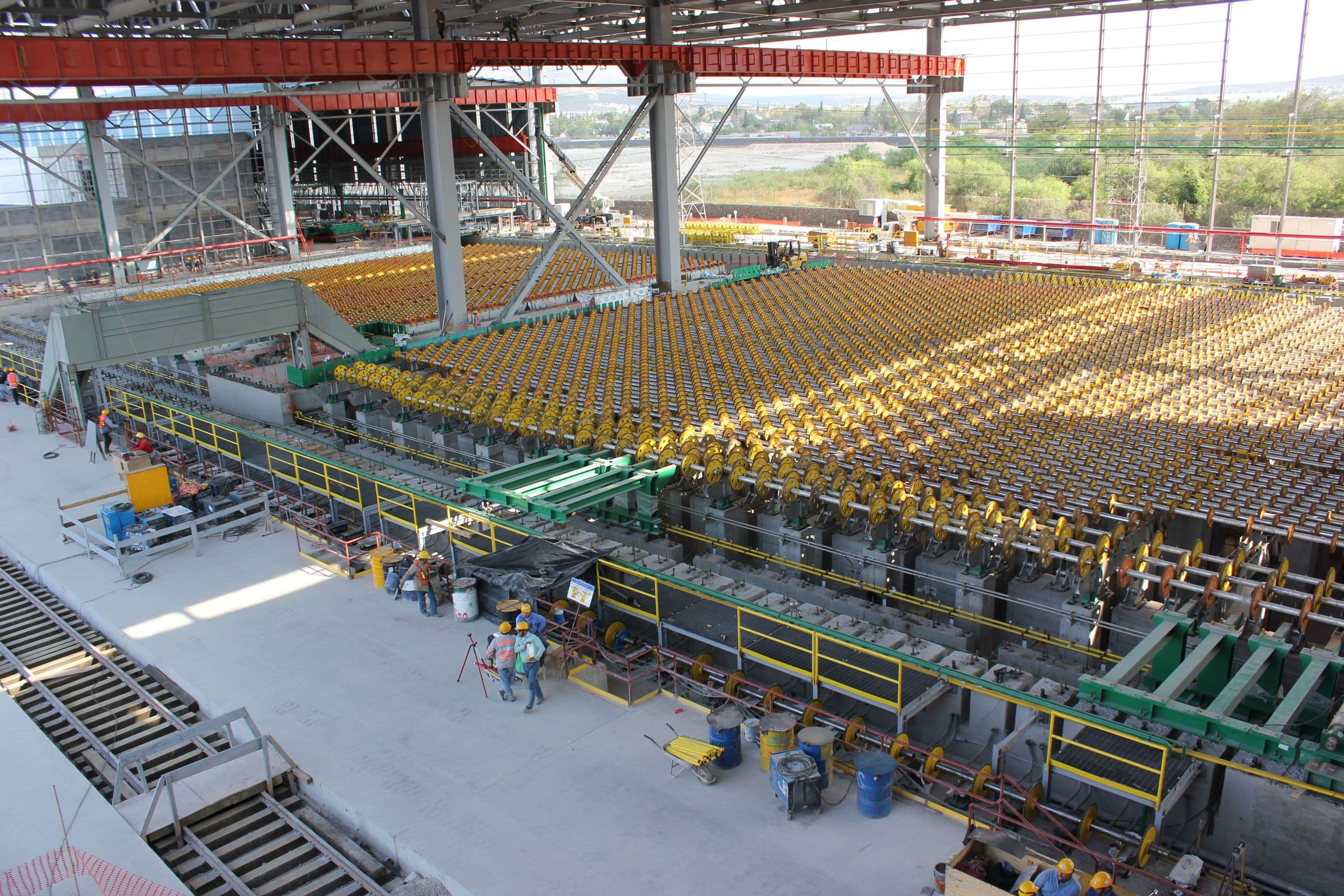 Hot mill construction workers on site