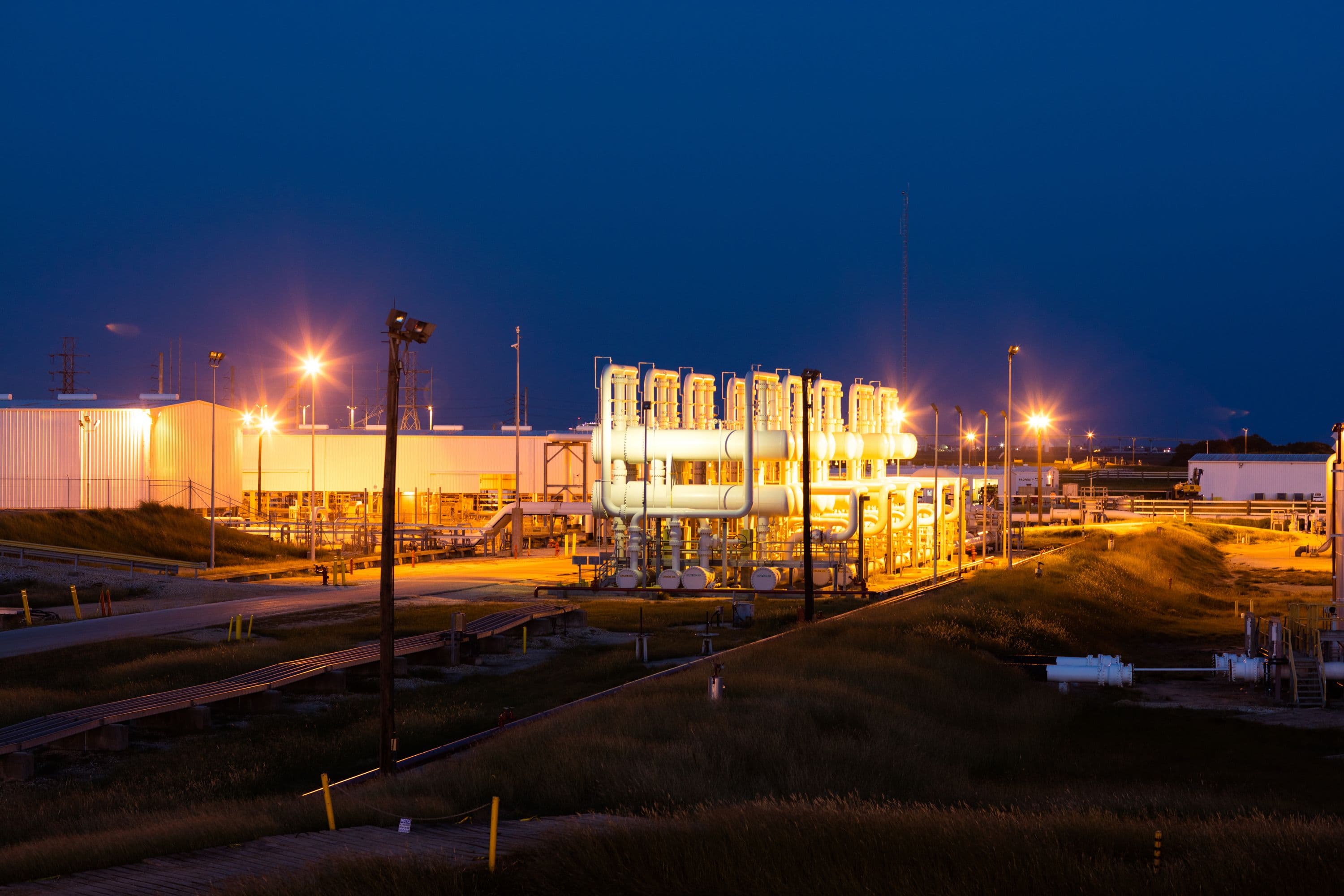 Bryan Mound site at night