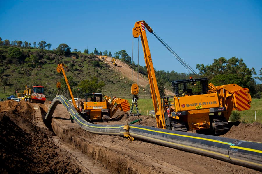 Onshore pipeline being routed